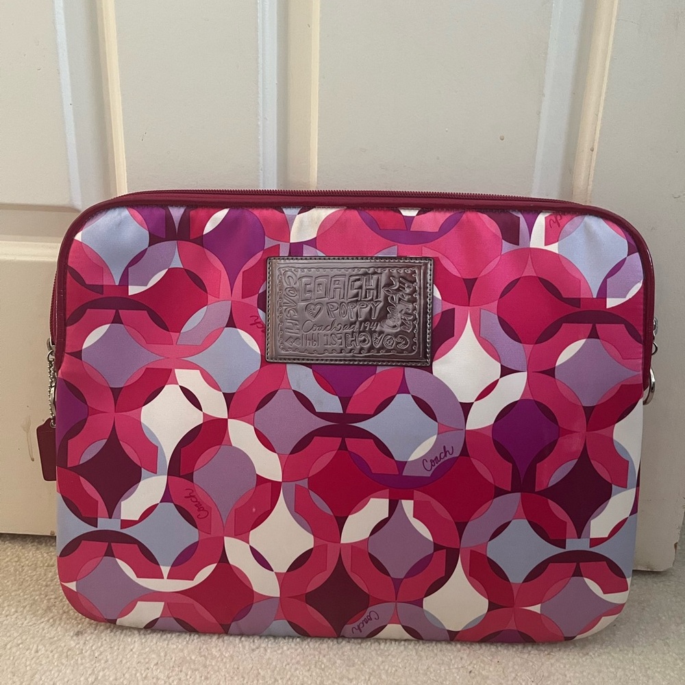 COACH Pink/Purple Geometric Padded Laptop Sleeve
